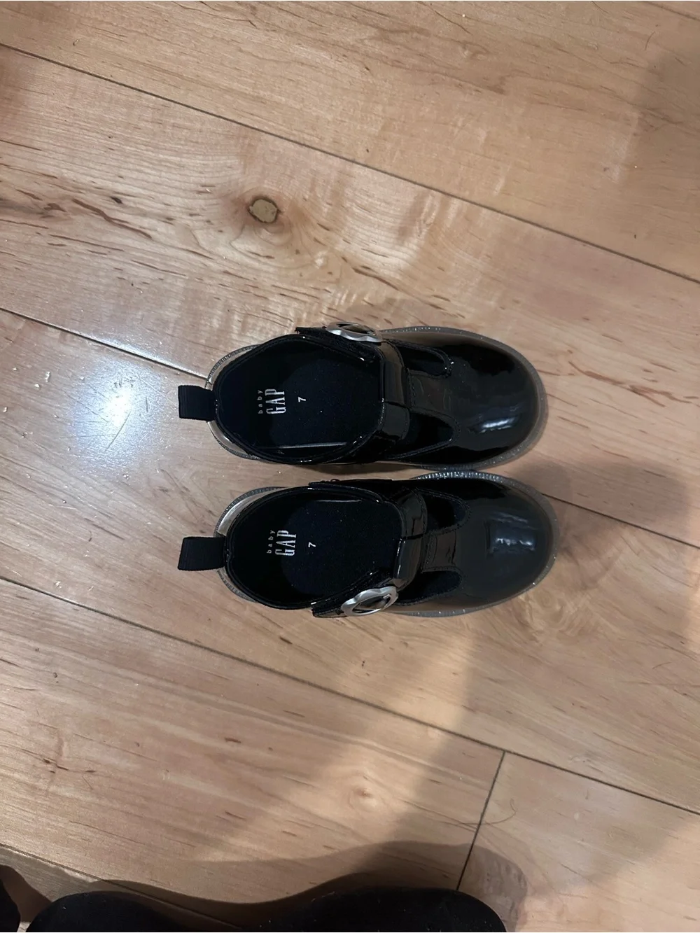 GAP Black Patent Mary Jane Shoes with Silver Buckle